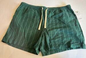 Men's 5" Inseam Linen-Blend Pull-On Shorts - Teal Stripe - Size XL
D1